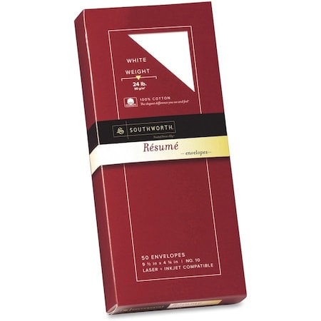 Southworth Envelope, Resume, 100%Ct, We Pk SOUR1410L